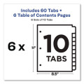 Customizable Table Of Contents Ready Index Black And White Dividers, 10-tab, 1 To 10, 11 X 8.5, White, 6 Sets