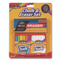 Chalk And Eraser Set, (12) White/(12) Assorted Chalk And Eraser Set, (12) White/(12) Assorted