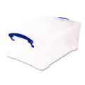 Snap-lid Storage Bin, 2.37 Gal, 10.25" X 14.5" X 6.25", Clear/blue, 4/pack