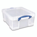 Snap-lid Storage Bin, 4.49 Gal, 11" X 18" X 4", Clear/blue, 4/pack