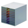 Varicolor Stackable Plastic Drawer Box, 10 Drawers, Letter To Folio Size Files, 11" X 14" X 11.5", Gray