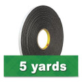4466 Double-coated Foam Tape, 1" Core, 1" X 5 Yds, Black