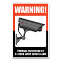 Uv-coated Preprinted Molded-plastic Sign, 24-hour Video Surveillance, 8 X 12, Black/red/white
