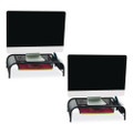 Metal Mesh Monitor Stand With Paper Tray, 20" X 11.5" X 5.5", Black, Supports 33 Lb, 2/pack