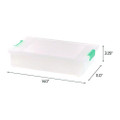 Latch Lid Storage Box, 2.3 Gal, 14 X 11 X 3.5, Clear Bin/seafoam Latches