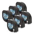 Letratag Plastic Label Tape Cassette, 0.5" X 13 Ft, Black On Clear, 6/pack
