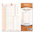 Time Card For Pk1100 Time Clock, Two Sides, 3.38 X 8.25, 100/pack