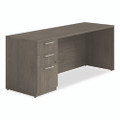 Alera Seville Series Credenza With Pedestal, Left Pedestal, 72w X 24d X 29h, Walnut