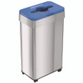 Open Top Recycling Bin With Wheels And Color-coded Lid, 21 Gal, Plastic/stainless Steel, Silver/blue Open Top Recycling Bin With Wheels And Color-coded Lid, 21 Gal, Plastic/stainless Steel, Silver/blue