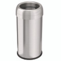 Open Top Trash Can, Round, 16 Gal, Plastic/stainless Steel, Silver Open Top Trash Can, Round, 16 Gal, Plastic/stainless Steel, Silver