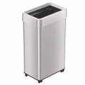 Open Top Trash Can With Wheels, 18 Gal, Plastic Stainless Steel, Silver Open Top Trash Can With Wheels, 18 Gal, Plastic Stainless Steel, Silver