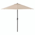 Outdoor Umbrella With Tilt Mechanism, 102" Span, 94" Long, Tan Canopy, Black Handle