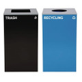 29 Gallon Trash/recycling Cans, Steel, Blue Recycling With Circle Lid, Black Trash Can With Square Lid 29 Gallon Trash/recycling Cans, Steel, Blue Recycling With Circle Lid, Black Trash Can With Square Lid