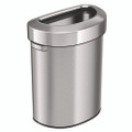 Open Top Trash Can, Half-round, 18 Gal, Plastic/stainless Steel, Silver Open Top Trash Can, Half-round, 18 Gal, Plastic/stainless Steel, Silver