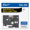 Tze Standard Adhesive Laminated Labeling Tape, 0.47" X 26.2 Ft, Gold On Black