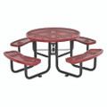 Expanded Steel Picnic Table, Round, 46" Dia X 29.5"h, Red Top, Red Base/legs Expanded Steel Picnic Table, Round, 46" Dia X 29.5"h, Red Top, Red Base/legs
