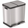 Step Pedal Trash Can And Recycle Bin, 16 Gal, Plastic/stainless Steel, Silver Step Pedal Trash Can And Recycle Bin, 16 Gal, Plastic/stainless Steel, Silver