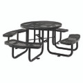 Expanded Steel Picnic Table, Round, 46" Dia X 29.5"h, Black Top, Black Base/legs Expanded Steel Picnic Table, Round, 46" Dia X 29.5"h, Black Top, Black Base/legs