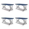 Adjustable Folding Table, Rectangular, 48" X 24" X 22" To 32", Blue Top, Black Legs, 4/pallet Adjustable Folding Table, Rectangular, 48" X 24" X 22" To 32", Blue Top, Black Legs, 4/pallet