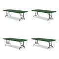 Adjustable Folding Tables, Rectangular, 72" X 30" X 22" To 32", Green Top, Black Base, 4/pallet