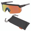Skullerz Aegir Safety Glasses With Mirrored Lenses, Matte Black Nylon Impact Frame, Orange Mirror Polycarbonate Lens