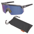 Skullerz Aegir Anti-scratch/anti-fog Safety Glasses, Clear Smoke Nylon Impact Frame, Blue Mirror Polycarbonate Lens