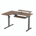 L-shaped Standing Desk With Keyboard Tray, Left Desk, 61.25" X 43.25" X 34.38" To 52.88", Walnut/black L-shaped Standing Desk With Keyboard Tray, Left Desk, 61.25" X 43.25" X 34.38" To 52.88", Walnut/black