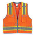 Glowear 8254hdz Class 2 Heavy-duty Surveyors Zipper Vest, Polyester, Large/x-large, Orange