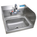 Stainless Steel Hand Sink With Side Splashes And Faucet, 14" L X 10" W X 5" H Stainless Steel Hand Sink With Side Splashes And Faucet, 14" L X 10" W X 5" H