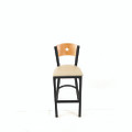 Liberty Series Barstool, Supports Up To 300 Lb, 28.5" Seat Height, Taupe Seat, Natural Back, Black Base