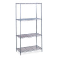 Industrial Wire Shelving, Four-shelf, 36w X 24d X 72h, Metallic Gray Industrial Wire Shelving, Four-shelf, 36w X 24d X 72h, Metallic Gray