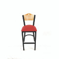 Eagle Series Barstool, Supports Up To 300 Lb, 28.5" Seat Height, Red Seat, Natural Back, Black Base