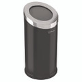 Beveled Open Top Trash Can, 15 Gal, Stainless Steel, Black Beveled Open Top Trash Can, 15 Gal, Stainless Steel, Black