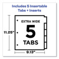 Insertable Dividers W/single Pockets, 5-tab, 11 1/4 X 9 1/8