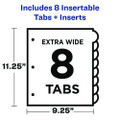 Insertable Style Edge Tab Plastic 1-pocket Dividers, 8-tab, 11.25 X 9.25, Translucent, 1 Set