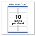 Shipping Labels W/ Trueblock Technology, Laser Printers, 2 X 4, White, 10/sheet, 250 Sheets/box