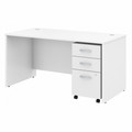 Bush Business Furniture Studio C 60W x 30D Office Desk with Mobile File Cabinet - x 60" Width x 30" Depth Desk - 3 x File, Box Drawer(s) - Band Edge - Finish: White, Thermofused Laminate (TFL) - 1 Each