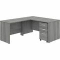 Bush Business Furniture Studio C 60W x 30D L Shaped Desk with Mobile File Cabinet and 42W Return - x 60" Width x 30" Depth Desk, x 42" Width Return - 3 x Box, File Drawer(s) - Band Edge - Finish: Platinum Gray, Thermofused Laminate (TFL) - 1 Each