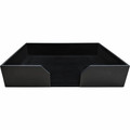 Dacasso Classic Leather Conference Pad Holder - 17" Height x 14" Width - Leather, Felt, Fabric - Black - 1 Each