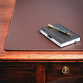Dacasso Leatherette Desk Mat - Rectangular - 24" Width - Leatherette, Velveteen - Chocolate Brown