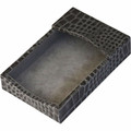 Protacini Castlerock Gray Italian Patent Leather 4" x 6" Memo Holder - 4" Height x 6" Width - Italian Leather, Suede - Castlerock Gray - 1 Each