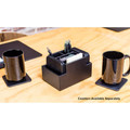 Dacasso Desktop Organizer - 8 x Coaster - Desktop - Black - Top Grain Leather, Velveteen - 1 Each