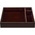 Dacasso Leather Conference Room Organizer Tray - 8 x Writing Pad - 3 Compartment(s) - Desktop - Chocolate Brown - Top Grain Leather, Velveteen - 1 Each