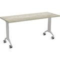 Special-T Link Flip & Nest Table - Aged Driftwood Rectangle Top - Metallic Silver T-shaped Base - 48" Table Top Length x 24" Table Top Width - 30" Height - Assembly Required - Thermofused Laminate (TFL) Top Material - 1 Each