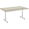 Special-T Kingston Training Table Component - Aged Driftwood Rectangle Top - Metallic Sand T-shaped Base - 60" Table Top Length x 30" Table Top Width - 29" Height - Assembly Required - Thermofused Laminate (TFL) Top Material - 1 Each