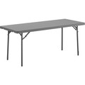Dorel Zown Corner Blow Mold Large Folding Table - 4 Legs - 800 lb Capacity - 72" Table Top Width x 30" Table Top Depth - 29.25" Height - Gray - High-density Polyethylene (HDPE), Resin - 1 Each