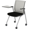 Safco Thesis Static Back Training Chair - Black Seat Color - Foam, Wood Seat Material - Light Gray Back Color - Poly Back Material - Gray Frame Color - Steel Frame Material - Mid Back - Four-legged Base - Armrest - 2 / Carton