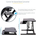 StarTech.com Sit-Stand Workstation - Up to 30" Screen Support - 33.07 lb Load Capacity - 6.30" Height x 44.40" Width - Desktop, Tabletop - Black