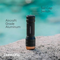 Duracell Aluminum LED Flashlight - LED - 250 lm Lumen - 3 x AAA - Aircraft Aluminum - Water Proof, Impact Resistant - Black - 1 Each