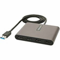 StarTech.com USB-A to HDMI Adapter - 1 x 9-pin Type A USB 3.0 USB Male - 4 x HDMI Digital Audio/Video Female - 1920 x 1080 Supported - Space Gray - 1 Each - TAA Compliant